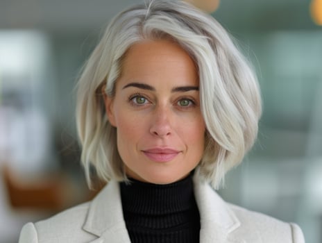 Confident and stylish woman with blonde hair photo