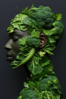 Healthy eating concept with fresh green vegetables photo
