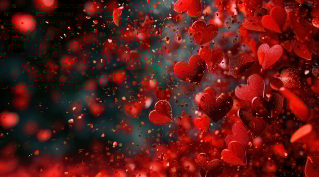 Romantic red hearts in motion photo