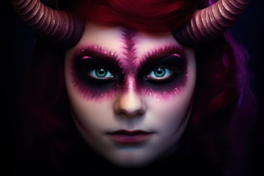 Mysterious and enchanting face with dramatic makeup photo