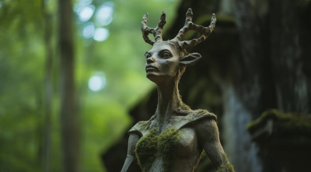 Mysterious forest creature statue photo