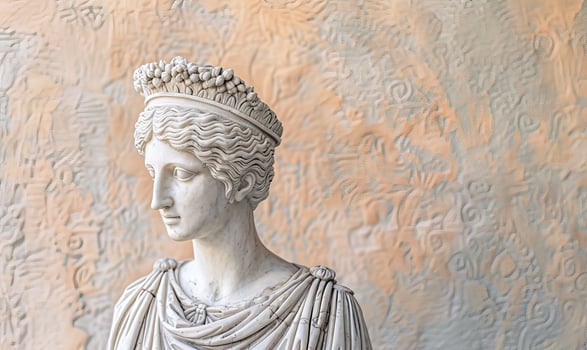 ancient greek statue with ornate crown photo