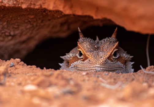 Close up of a horned lizard in the desert photo
