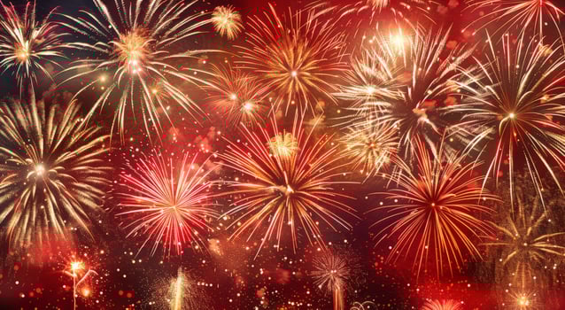 Vibrant fireworks display in the night sky photo