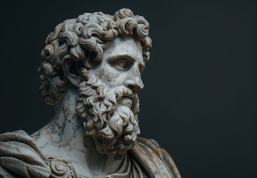 Detailed marble statue of a bearded man photo