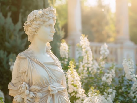 Elegant marble statue in a garden setting photo