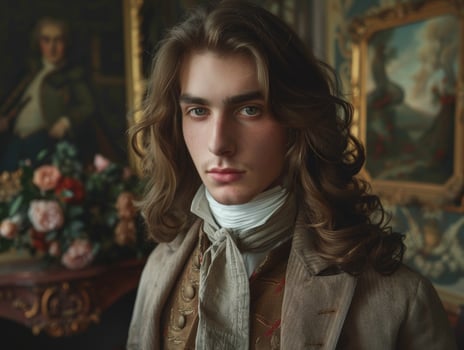 portrait of a young man in historical costume photo