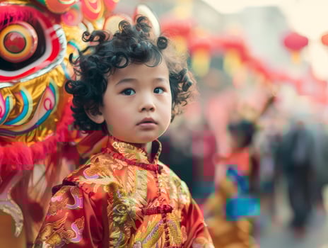 young child in traditional chinese costume photo