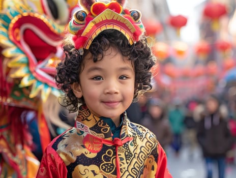 smiling child in colorful traditional costume photo