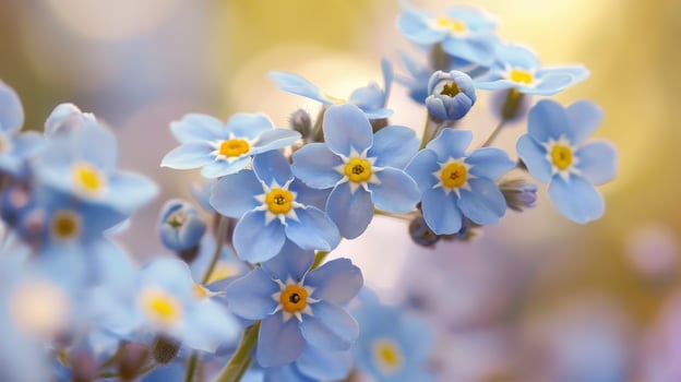 Delicate blue forget me not flowers in bloom photo