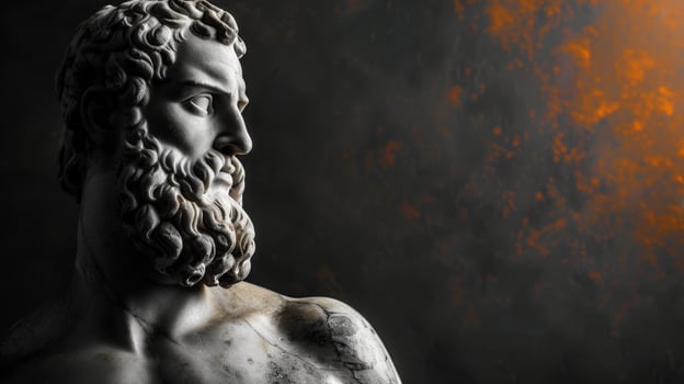 ancient greek statue in dramatic lighting photo