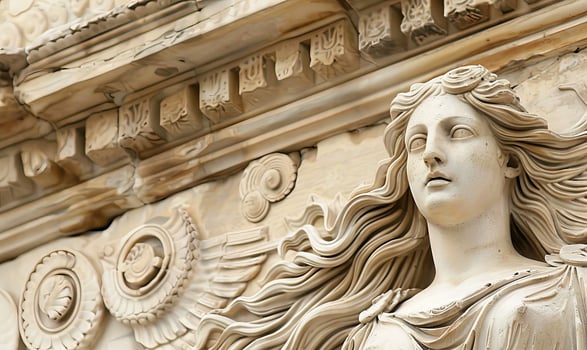 Ornate architectural detail with carved female figure photo