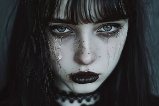 Emotional portrait of a woman with tears photo