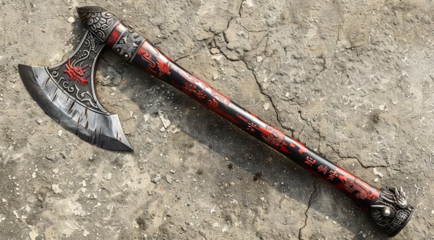Decorative battle axe with intricate designs photo