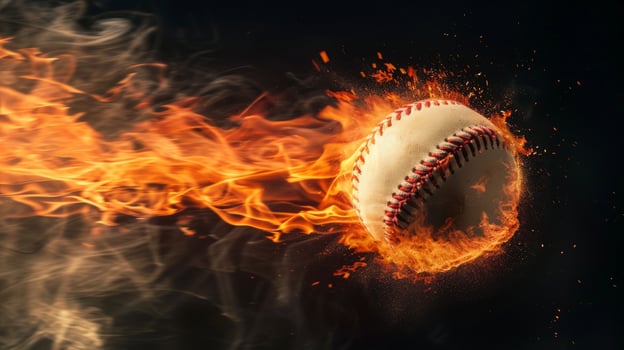Fiery baseball in motion photo
