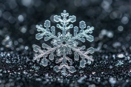 Intricate snowflake crystal on dark background photo