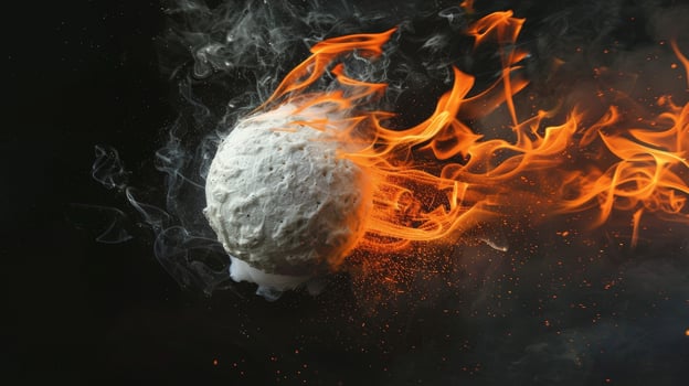 Fiery explosion with smoke and sparks photo