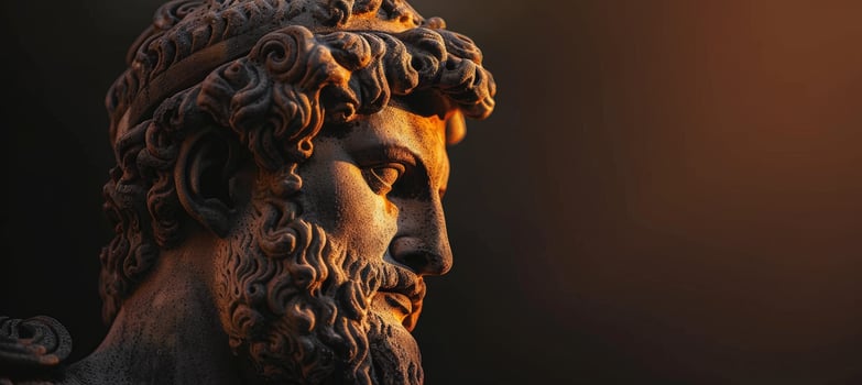 ancient greek statue profile in dramatic lighting photo
