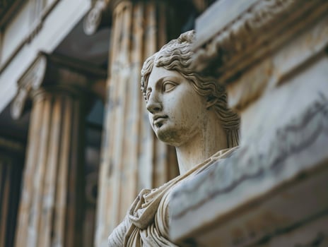 Detailed stone sculpture of a classical figure photo