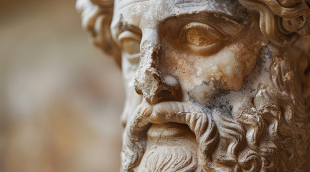 Weathered stone sculpture with intricate details photo