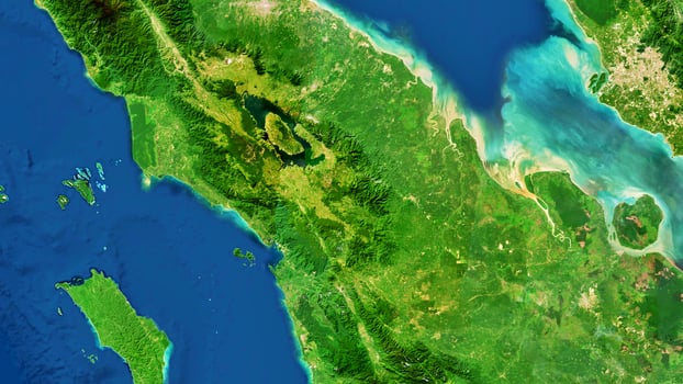 4K North Sumatera Map Of Indonesia, High Resolution Satellite View With No Border, Widescreen 4K Resolution photo