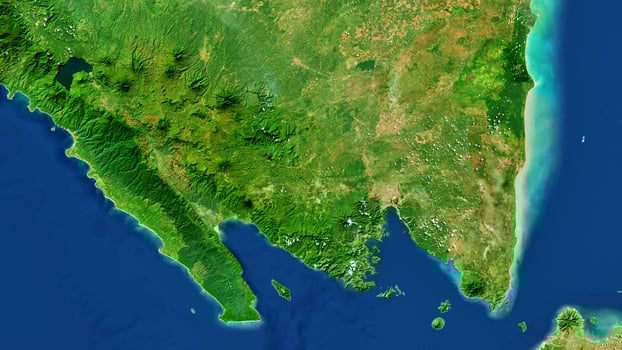 4K Lampung Map Of Indonesia, High Resolution Satellite View With No Border, Widescreen 4K Resolution photo
