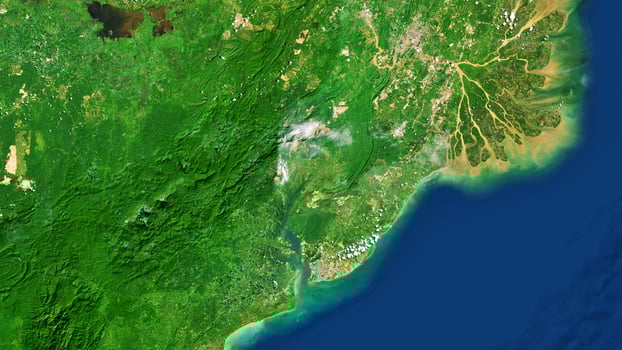 4K Nusantara New Capital City Map Of Indonesia, High Resolution Satellite View With No Border, Widescreen 4K Resolution photo