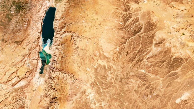 4K Dead Sea and Desert in Jordan Map, High Resolution Satellite View With No Border, Widescreen 4K Resolution photo
