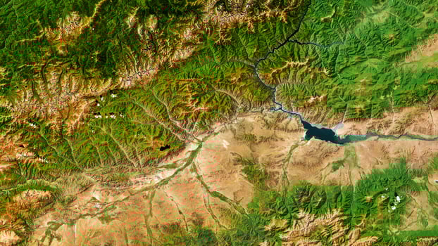 4K Yenisei River Map of Russia, High Resolution Satellite View With No Border, Widescreen 4K Resolution photo