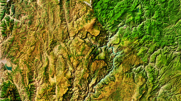 4K Amazing Mountains of Different Colors in Asia Map, High Resolution Satellite View With No Border, Widescreen 4K Resolution photo