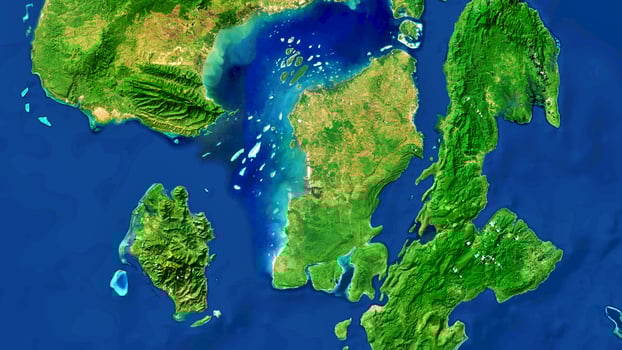 4K Katobu Island of Celebes Indonesia Map, High Resolution Satellite View With No Border, Widescreen 4K Resolution photo