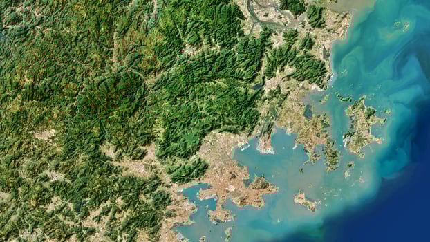 4K Gangtouzhen of China Map, High Resolution Satellite View With No Border, Widescreen 4K Resolution photo
