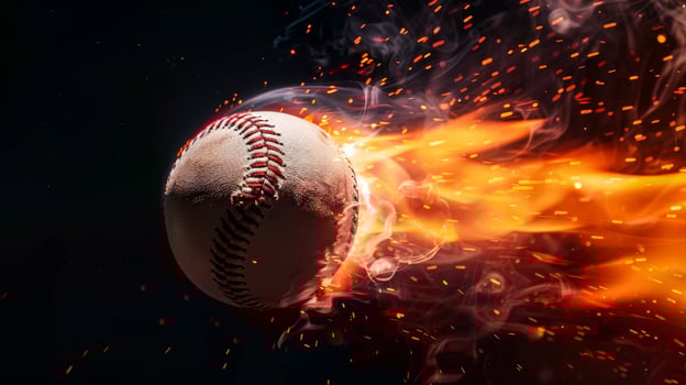 Fiery baseball in motion photo