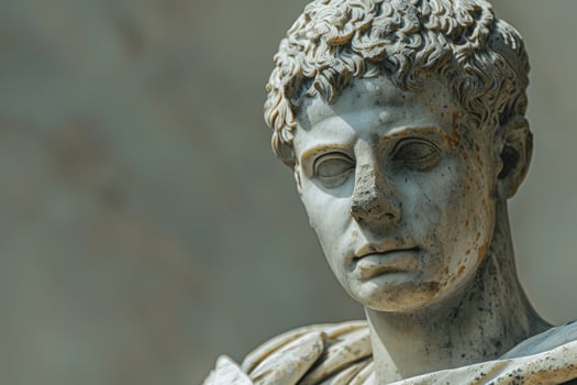 Weathered ancient marble statue head photo