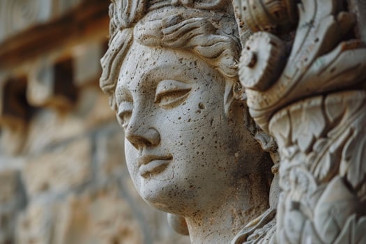 close up of ancient stone sculpture photo