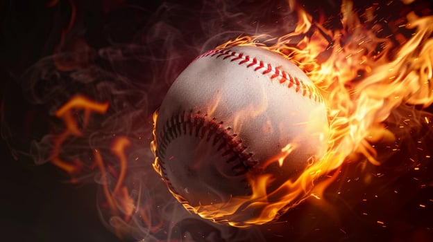 Burning baseball in flames photo