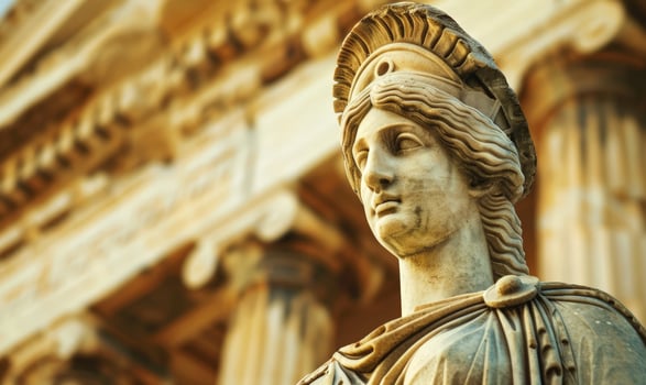 ancient greek statue of a warrior goddess photo