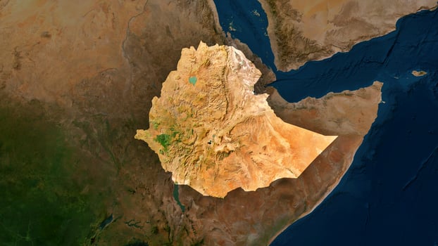4K Ethiopia Territory Map in Africa, High Resolution Satellite View, Widescreen 4K Resolution photo