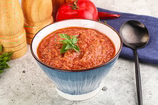 Cold vegan tomato soup Gazpacho photo