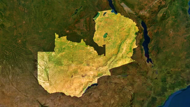 4K Zambia Territory Map in Africa, High Resolution Satellite View, Widescreen 4K Resolution photo