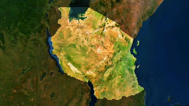 4K Tanzania Territory Map in Africa, High Resolution Satellite View, Widescreen 4K Resolution photo