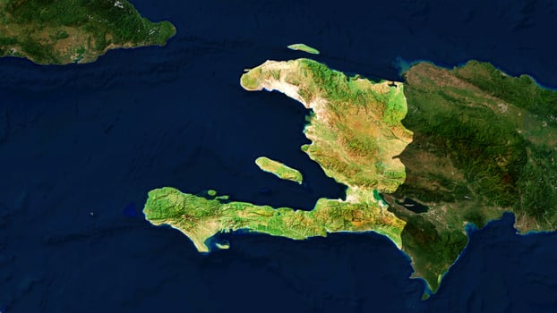 4K Haiti Territory Map in Caribbean Sea, High Resolution Satellite View, Widescreen 4K Resolution photo