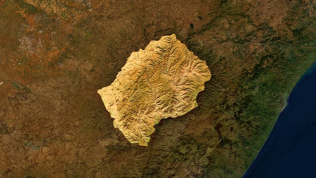 4K Lesotho Territory Map in Africa, High Resolution Satellite View, Widescreen 4K Resolution photo
