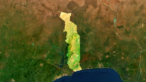 4K Togo Territory Map in Africa, High Resolution Satellite View, Widescreen 4K Resolution photo