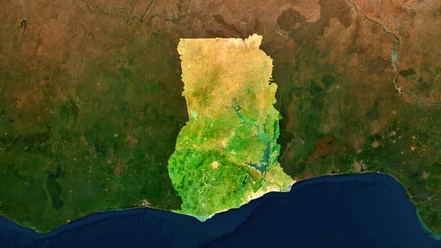 4K Ghana Territory Map in Africa, High Resolution Satellite View, Widescreen 4K Resolution photo