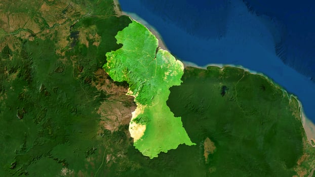 4K Guyana Territory Map in South America, High Resolution Satellite View, Widescreen 4K Resolution photo