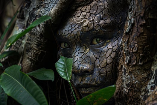 Mysterious reptilian creature in the jungle photo