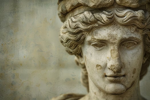 ancient stone sculpture of a face with intricate details photo