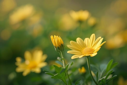Vibrant yellow daisy flowers in a field photo