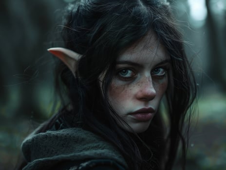 mysterious woman in the forest photo